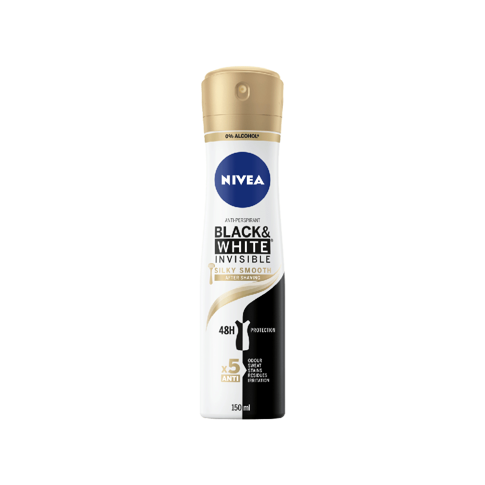 NIVEA, Déodorant Femme, Black & White Silky Smooth, Spray 20