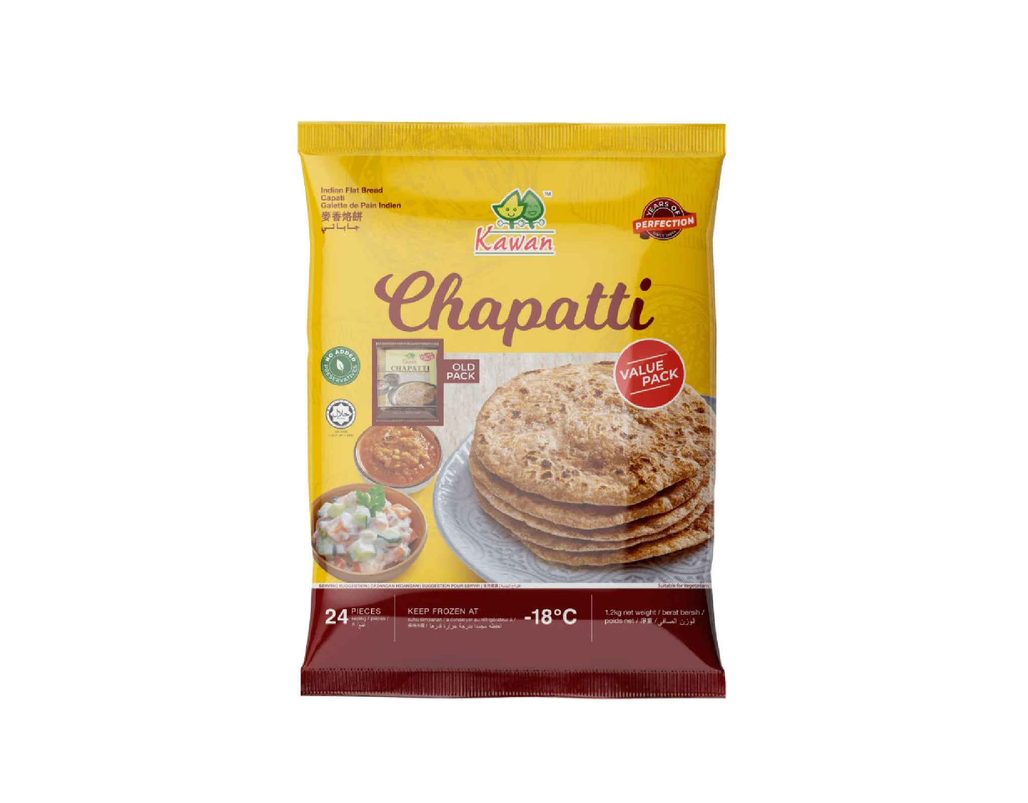 Kawan Roti Chapati, 24 pcs - Frozen Vegetarian Delight