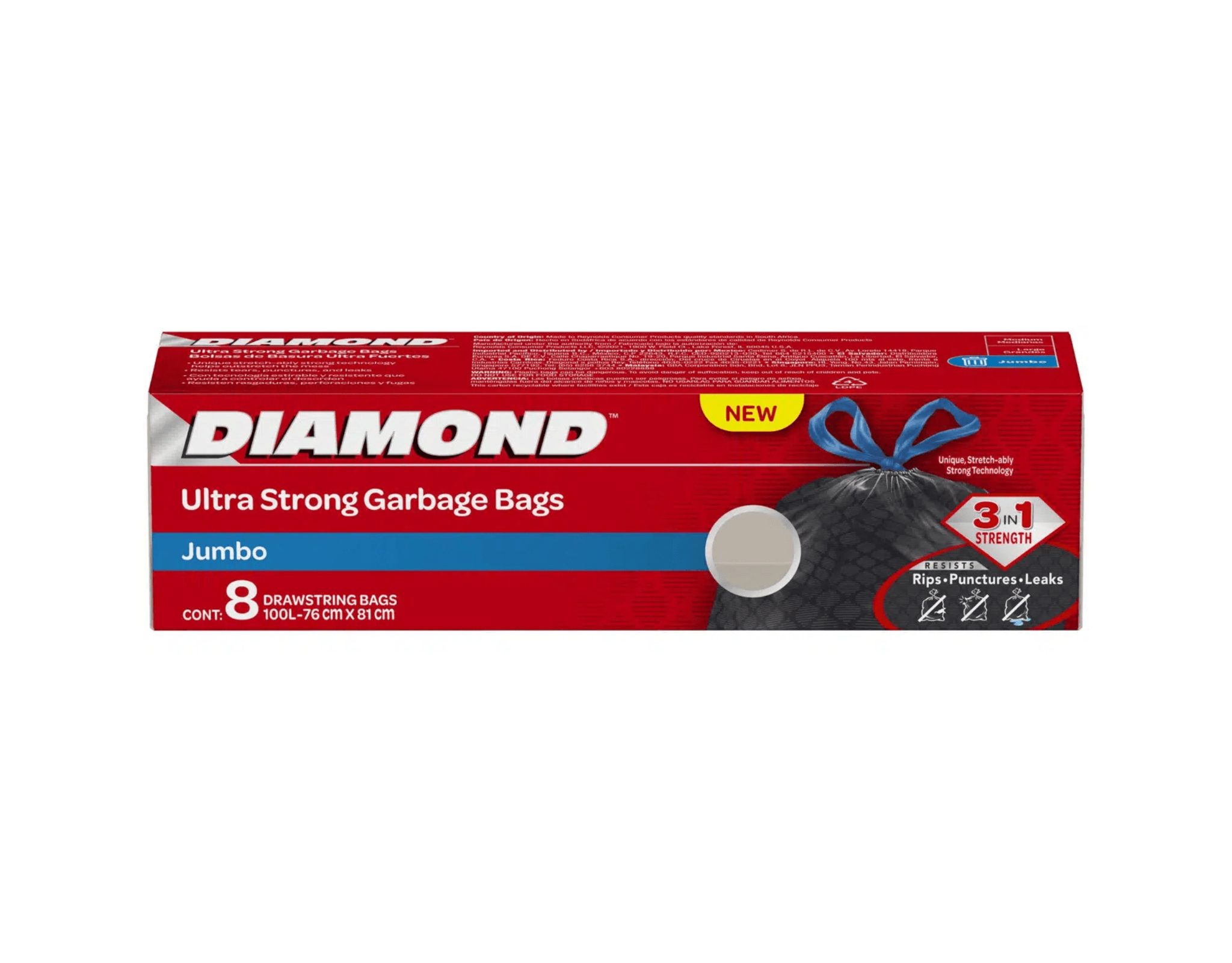 Diamond Ultra Strong Drawstring Jumbo Garbage Bag 8s