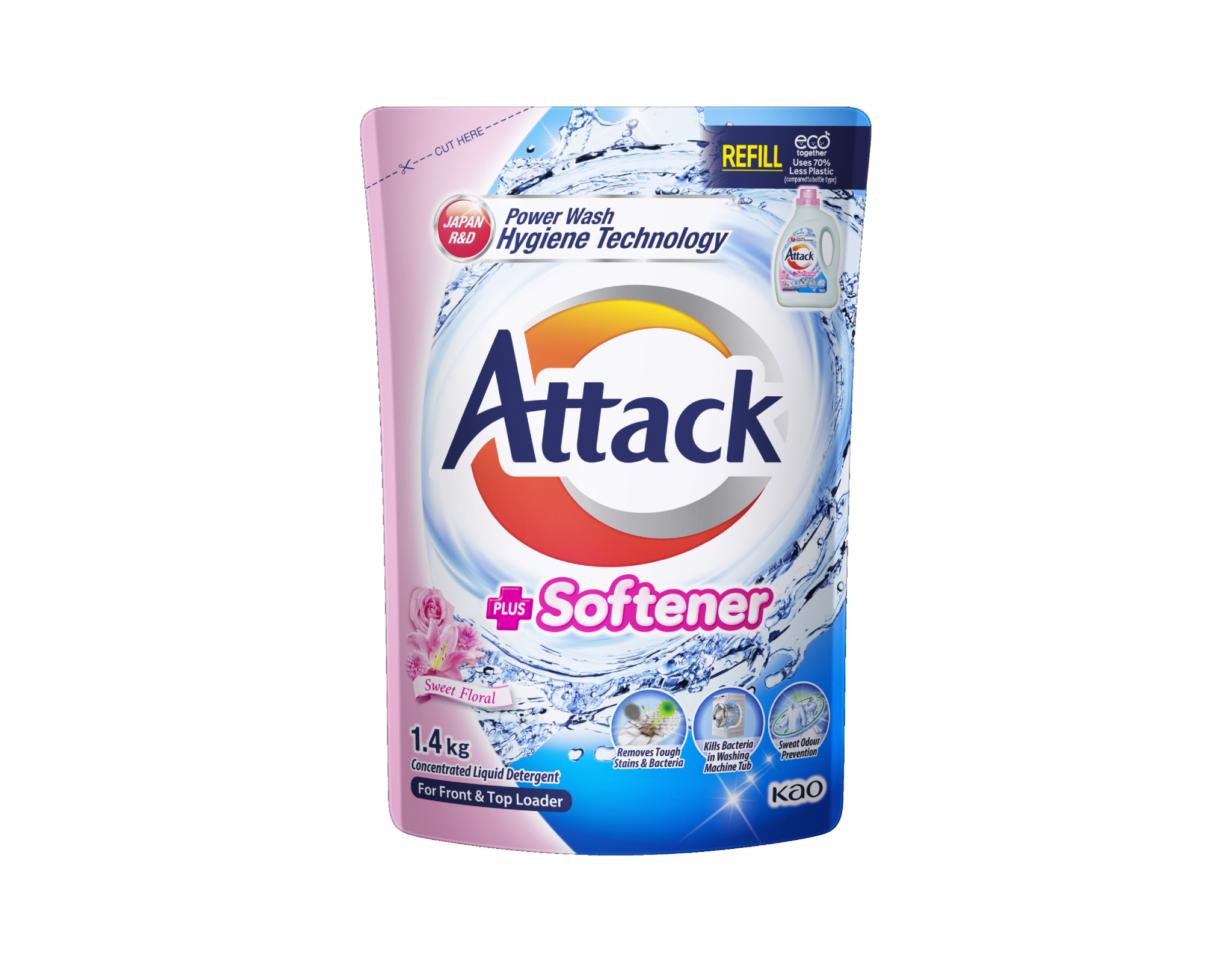 Attack Liquid Detergent Plus Softener Refill 