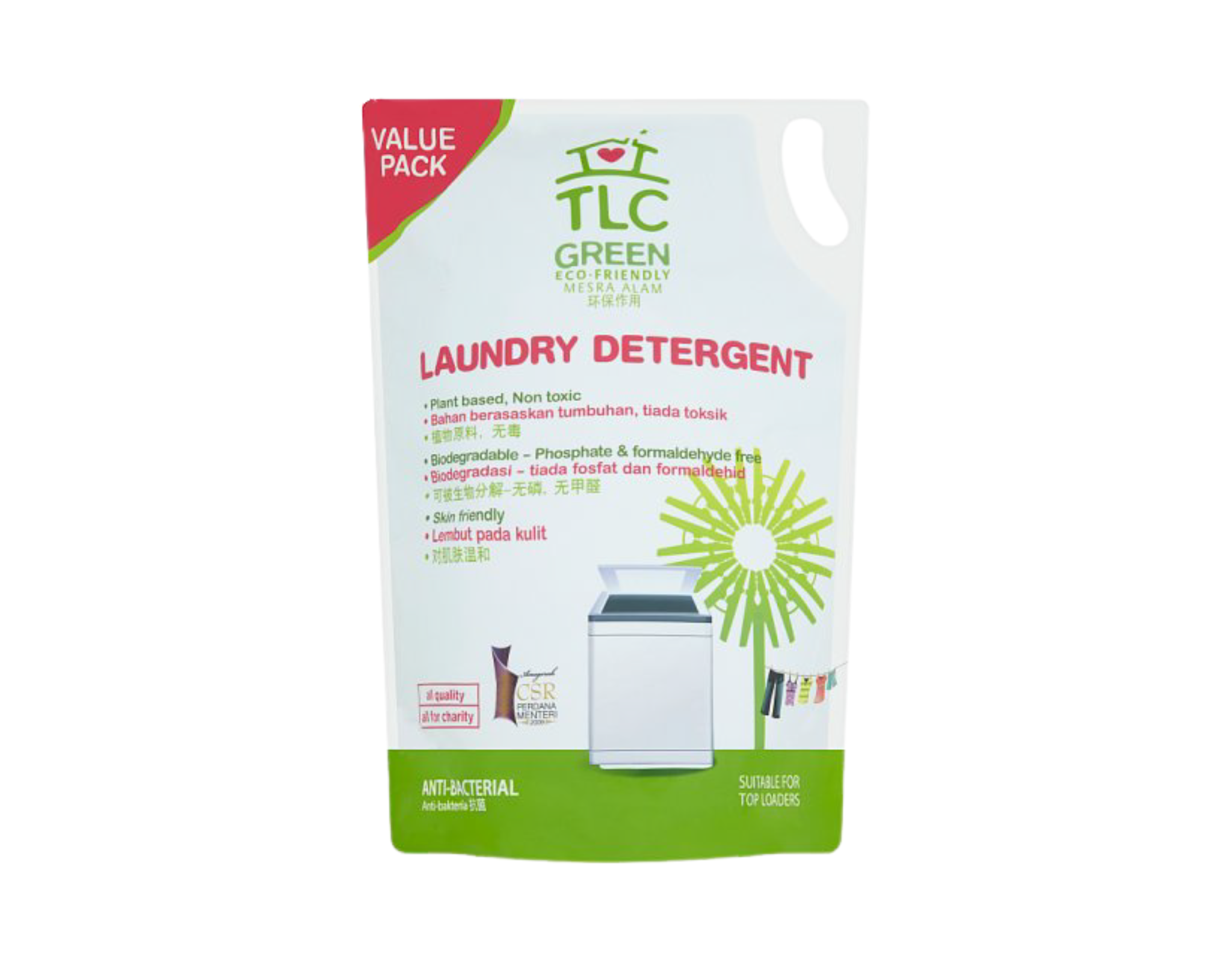 Tlc Green Laundry Liquid Refill, 1.8L